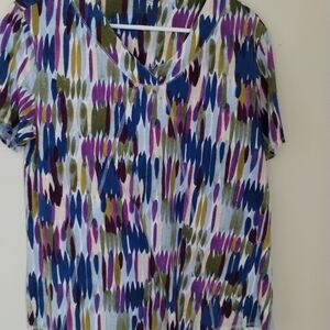 Westbound  Blue an Graphic BlouseSize Petite Medium